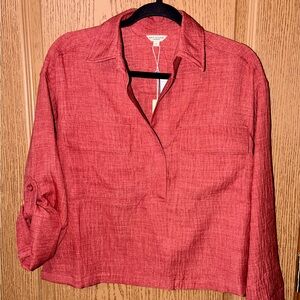 Max Studio Textured Reddish Orange Blouse